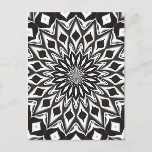 Postal Mandala Decorativa En Blanco Y Negro (Anverso)