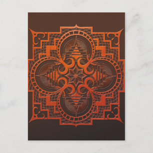 Postal mandala del grabar en madera del omjarah