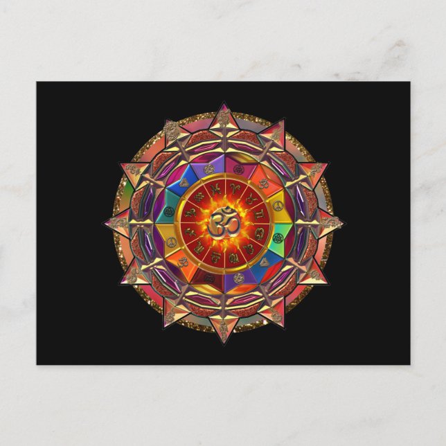 Postal Mandala dorada simbólica (Anverso)