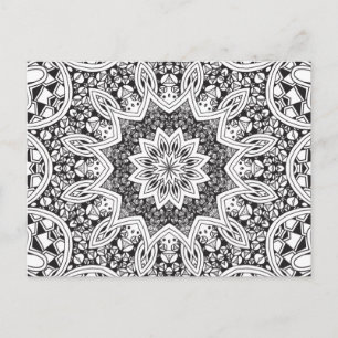 Postal Mandala en blanco y negro