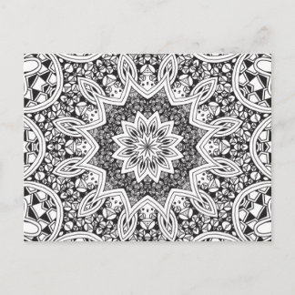 Postal Mandala en blanco y negro