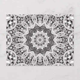 Postal Mandala en blanco y negro