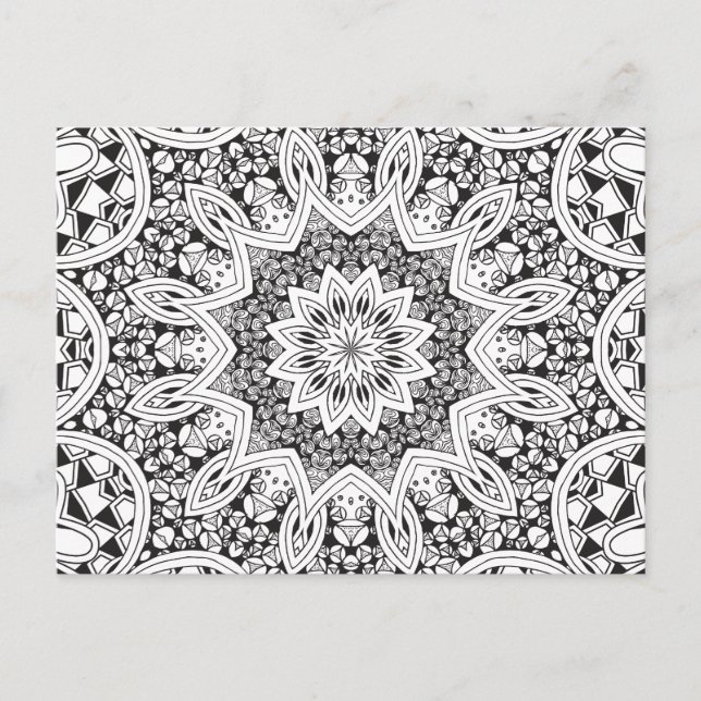 Postal Mandala en blanco y negro (Anverso)