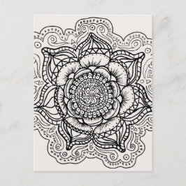 Postal Mandala en blanco y negro