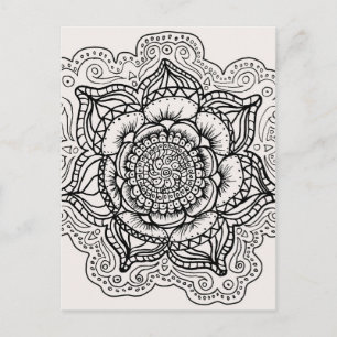 Postal Mandala en blanco y negro
