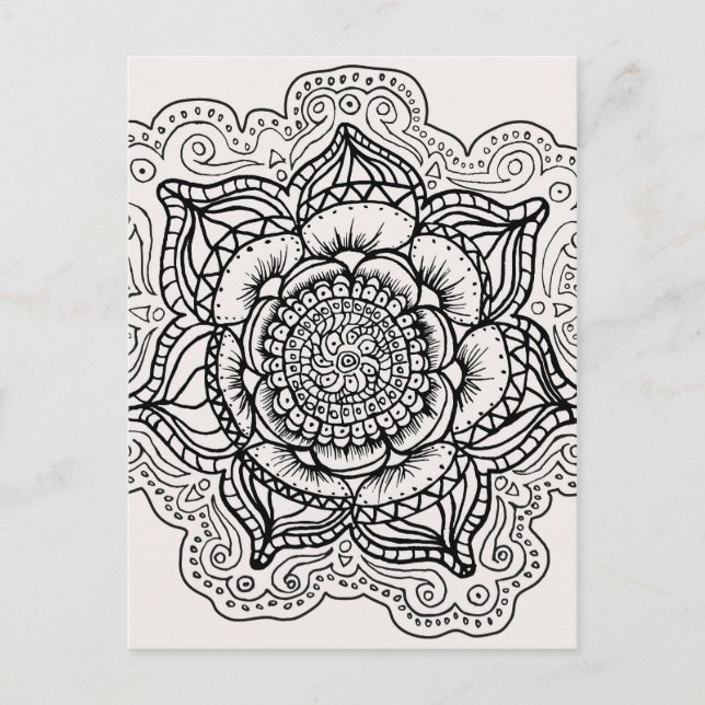 Postal Mandala en blanco y negro (Anverso)