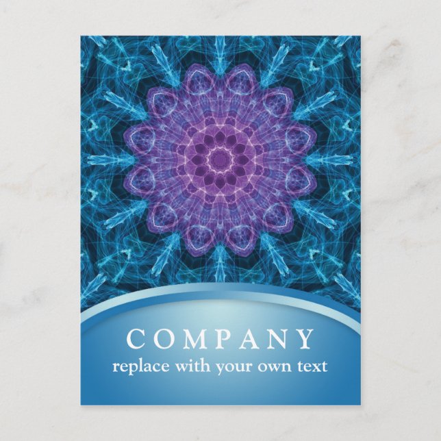 Postal Mandala espiritual de flores moradas (Anverso)