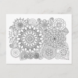 Postal Mandala Floral Bouquet Colorante adulto