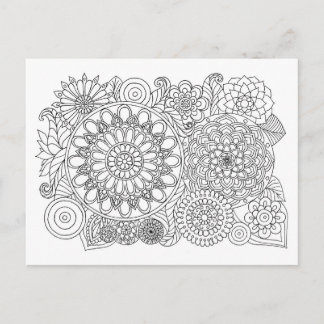Postal Mandala Floral Bouquet Colorante adulto