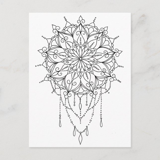 Postal Mandala floral color propio (Anverso)