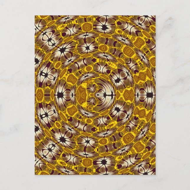 Postal Mandalá Floral Dorado Patrón Boho (Anverso)