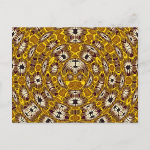 Postal Mandalá Floral Dorado Patrón Boho
