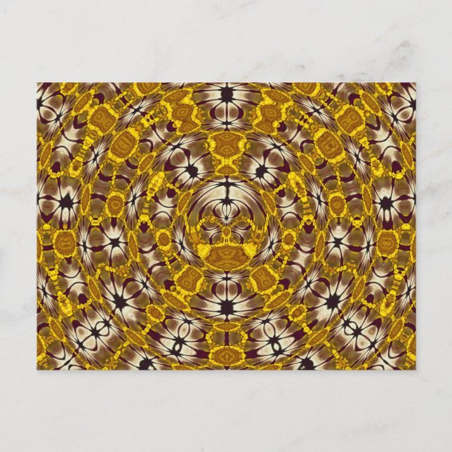 Postal Mandalá Floral Dorado Patrón Boho (Anverso)
