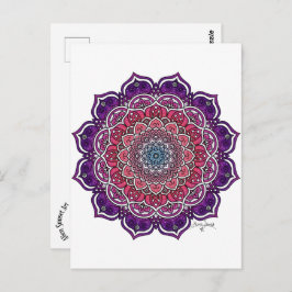 Postal Mandala floral morado-rosada