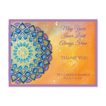 Mandala Gold Blue Morple Flower Yoga Business