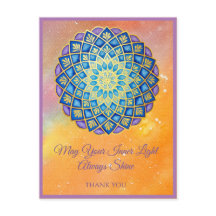 Mandala Gold Blue Purple Floral Script