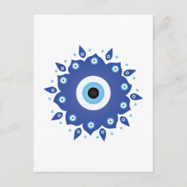 Postal Mandala griega malvado Ojo Azul Blanco