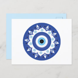 Postal Mandala griega malvado Ojo Azul Blanco