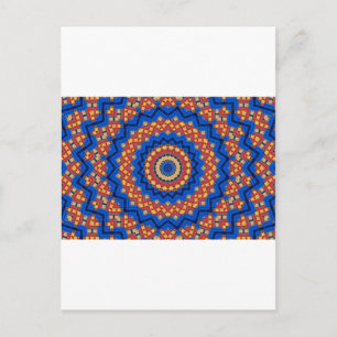 Postal Mándala naranja azul