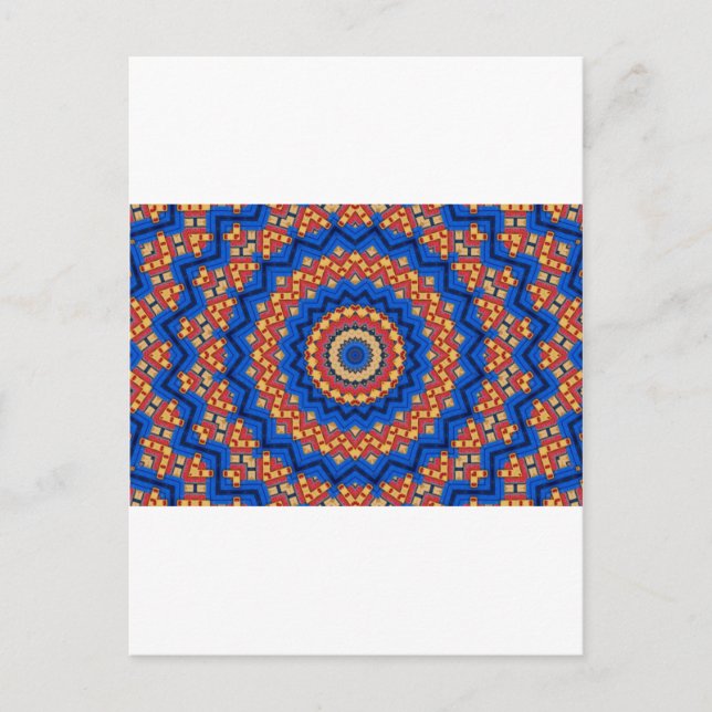 Postal Mándala naranja azul (Anverso)