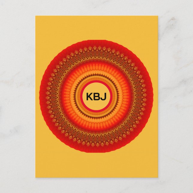 Postal Mandala naranja y amarilla (Anverso)