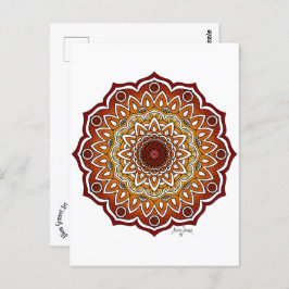 Postal Mandala naranja y marrón espiral y floral
