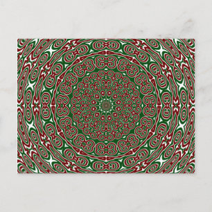 Postal Mandalá Navideño Groovy Maximalista Ornate Fantasí