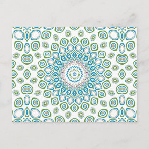 Postal Mandala oceánica en azul y gris y blanco