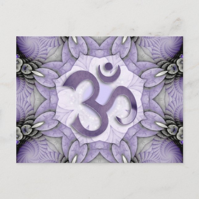 Postal MANDALA OM - violeta (Anverso)