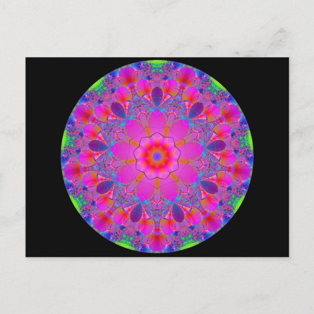 Postal Mandala Psicodélica Rosa (Anverso)