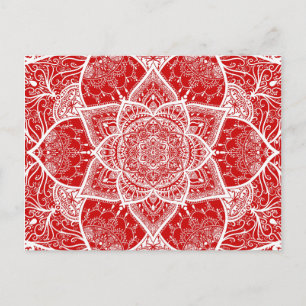 Postal Mandala roja y blanca - Loergans en cerezo