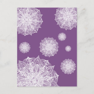 Postal Mandala Snowflakes Púrpura Postcard