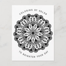 Postal Mandala Trippy en blanco y negro Hippie psicodélic