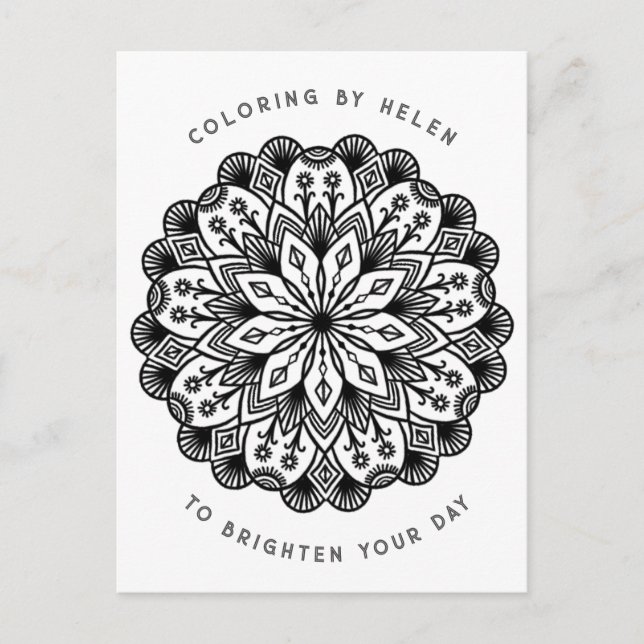 Postal Mandala Trippy en blanco y negro Hippie psicodélic (Anverso)