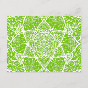 Postal Mandala verde y blanca - Loergann en Ginkgo
