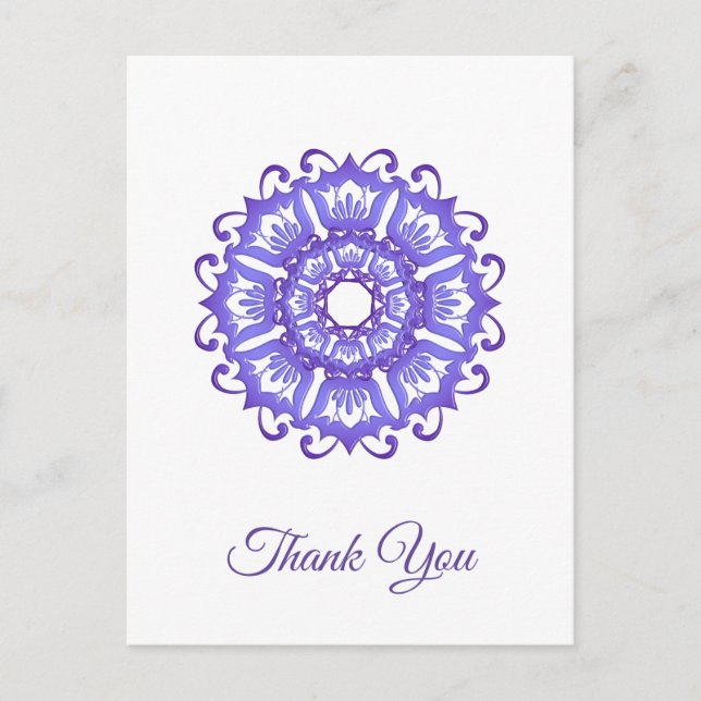 Postal Mandala violeta floral. (Anverso)
