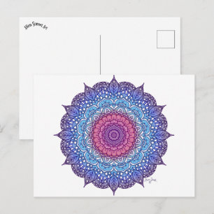 Postal Mandalas de hoja de flor púrpura