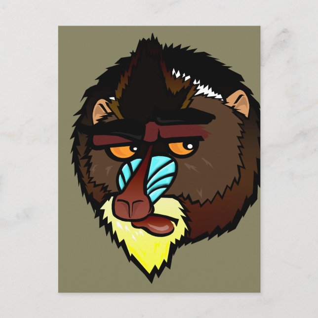 POSTAL MANDRILL VERTICAL POSTCARD (Anverso)