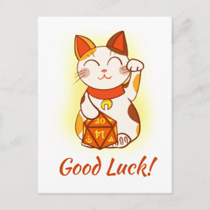 Postal Maneki Neko Con D20 RPG Dice Buena Suerte