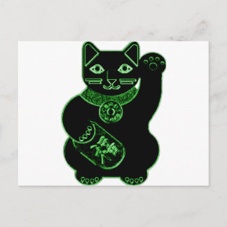 Postal maneki neko green neon