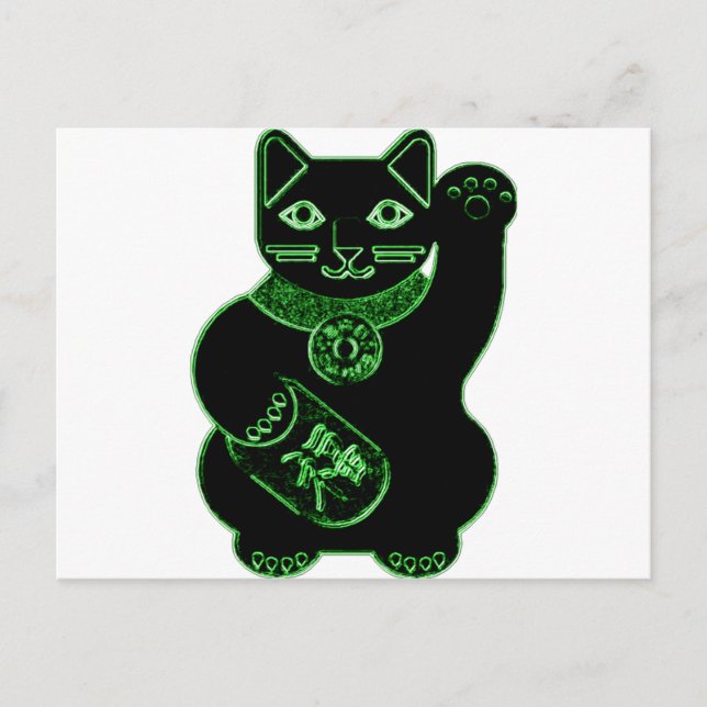 Postal maneki neko green neon (Anverso)