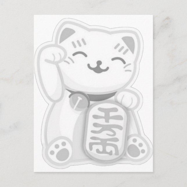 Postal maneki neko gris (Anverso)