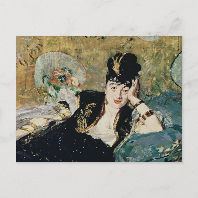 Postal Manet | Dama con fans (Anverso)