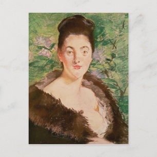 Postal Manet Mujer con abrigo de piel