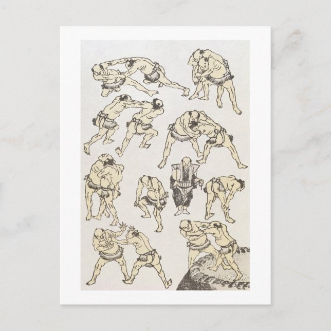 Postal Manga: estudios de gestos y posturas de lucha (Anverso)