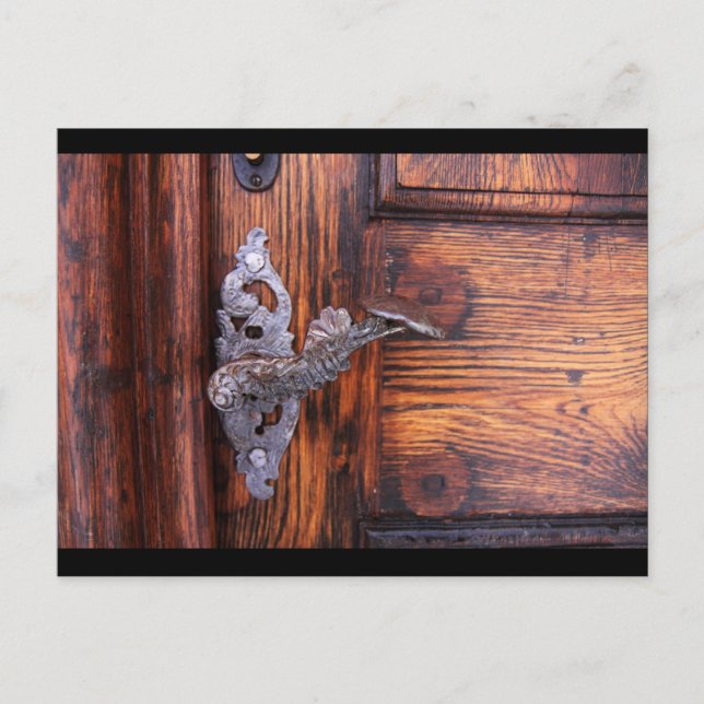 Postal Mango de puerta de época, inmueble de madera envej (Anverso)