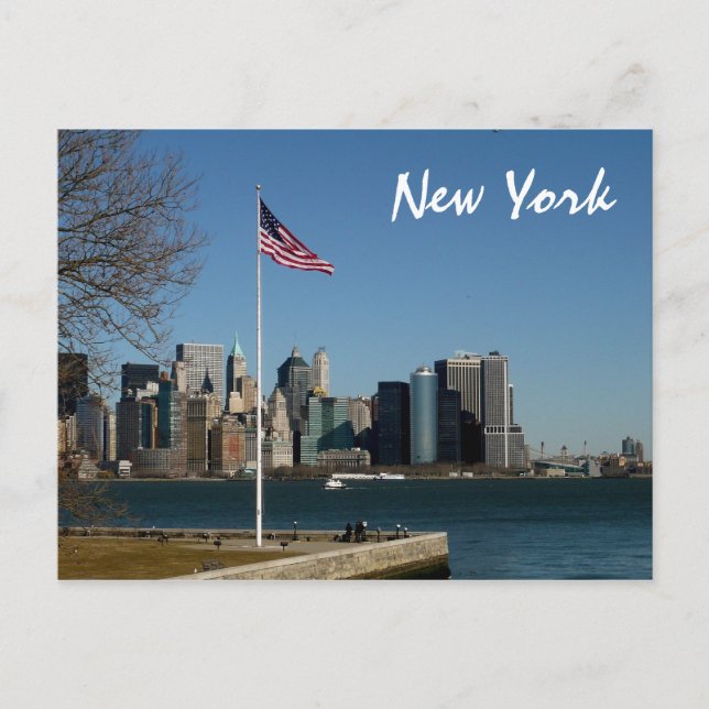 Postal Manhattan baja desde Ellis Island (Anverso)