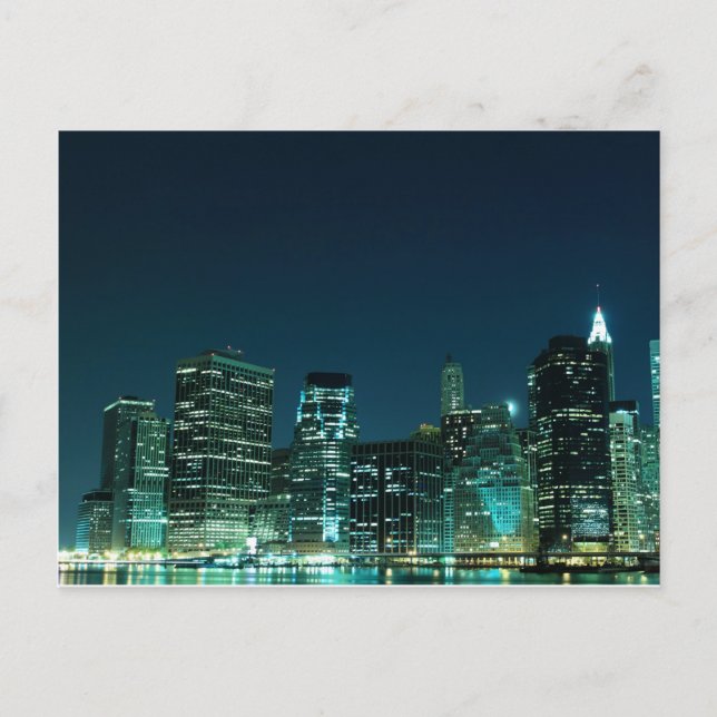 Postal Manhattan baja por la noche, Nueva York (Anverso)