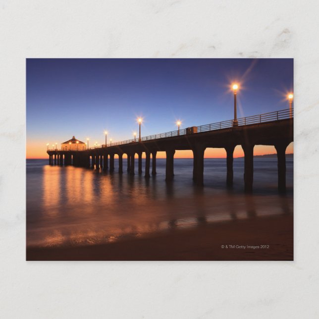 Postal Manhattan Beach Pier al atardecer, California (Anverso)