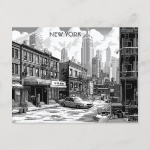 Postal Manhattan de viajes en blanco y negro de Nueva Yor